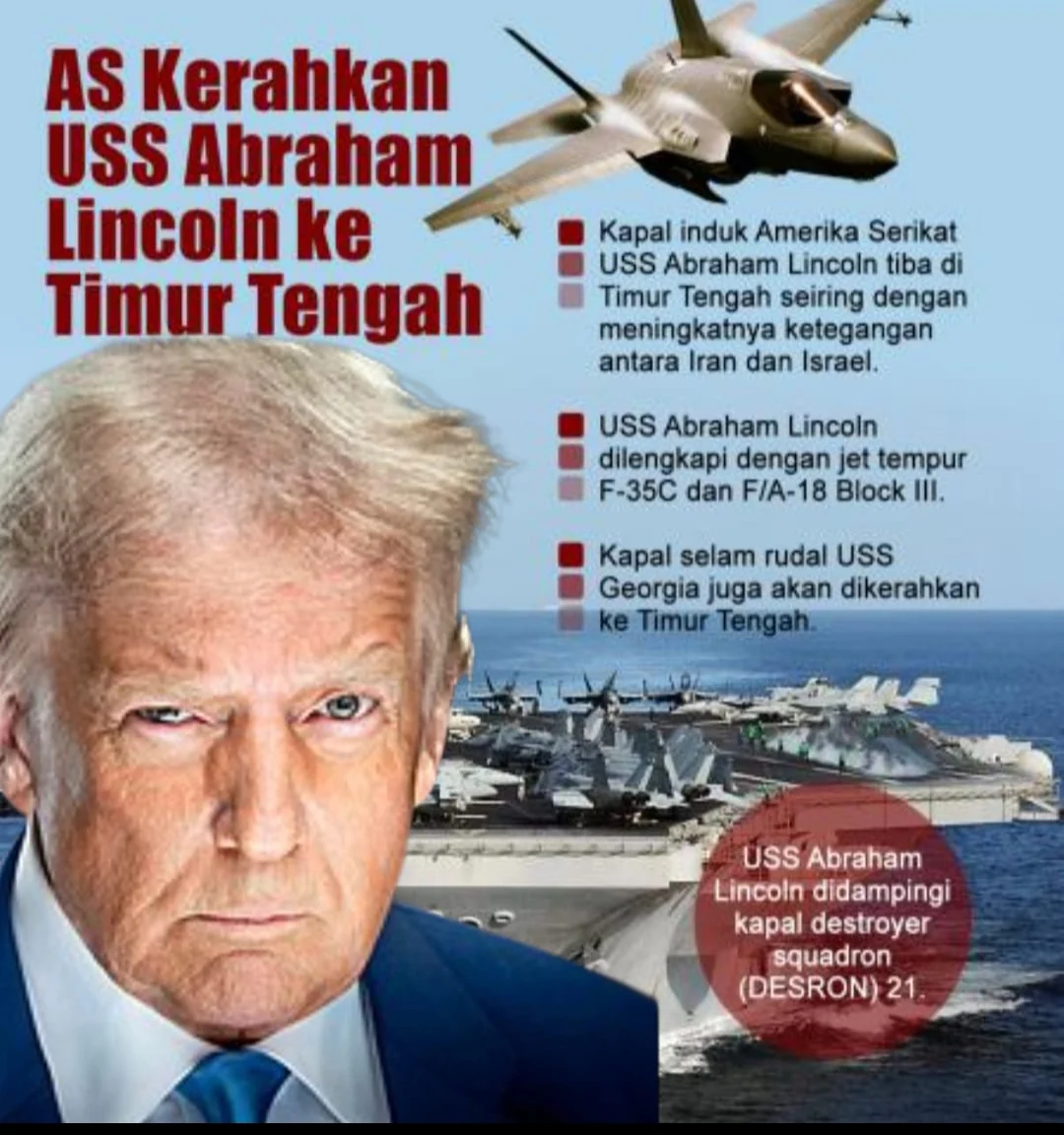 Kapal Induk AS di Titik Konflik: USS Abraham Lincoln dalam Jangkauan Rudal Iran, Blokade Trump Dihantam Serangan Mematikan