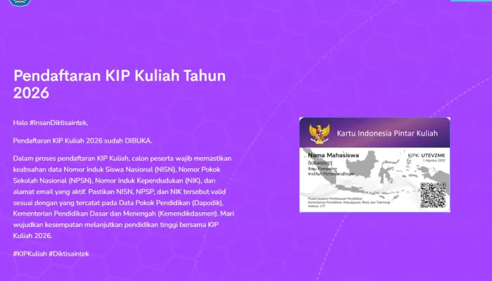 39.662 Pendaftar KIP Kuliah SNBT 2026 Dinyatakan Layak Menerima Bantuan Pendidikan