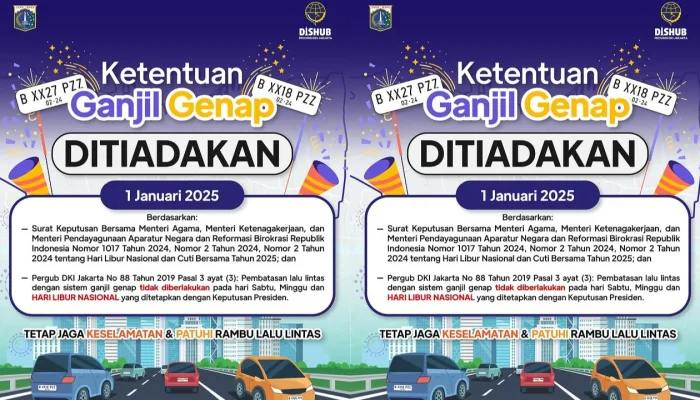 Ganjil Genap Jakarta Ditiadakan Saat Akhir Pekan, Kendaraan Bebas Melintas