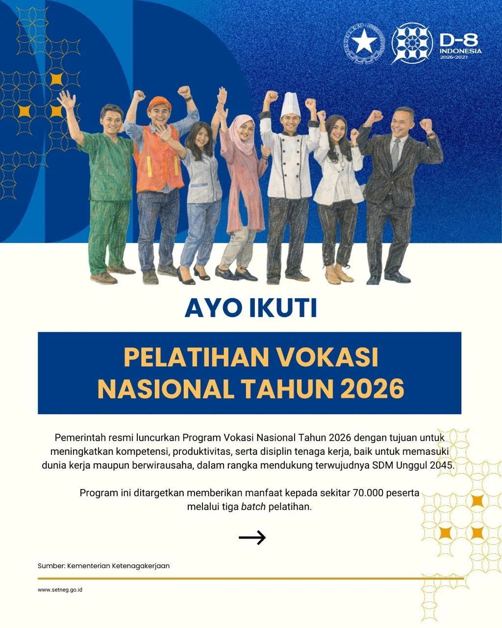 Kemnaker Siapkan Pelatihan Vokasi Nasional 2026 Batch 2 untuk 30 Ribu Peserta