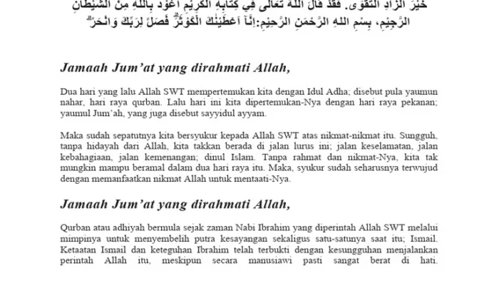 Khutbah Jumat Setelah Idul Adha 29 Mei 2026: Makna dan Hikmah Kurban