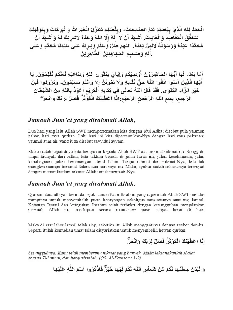 Khutbah Jumat Setelah Idul Adha 29 Mei 2026: Makna dan Hikmah Kurban