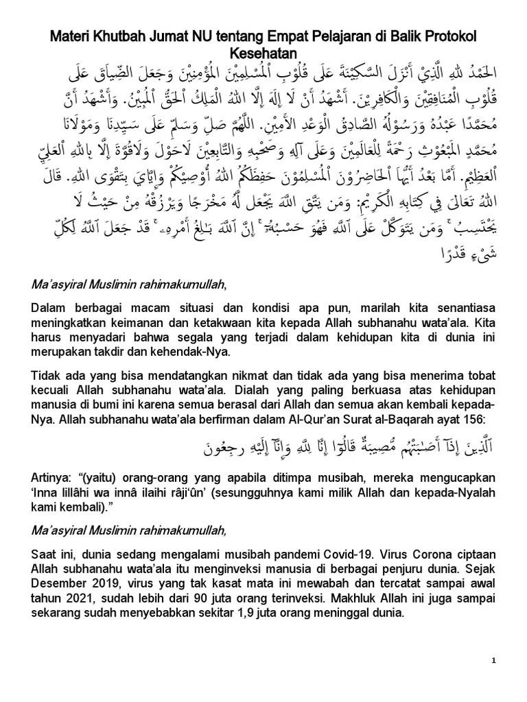 Khutbah Jumat Tanggal 22 Mei 2026: Makna Pengorbanan dan Watak Weton