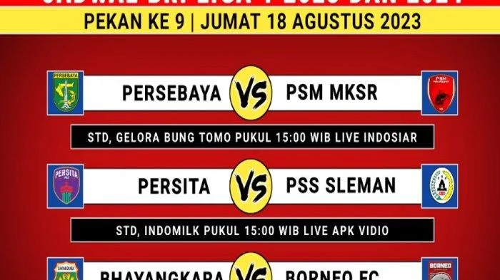 Liga 1 hari ini: Persib vs PSIM dan Persijap vs Persija Jadi Sorotan Utama