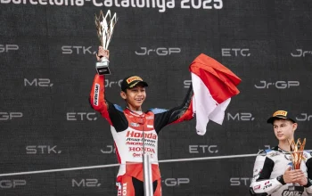 Muhammad Kiandra Ramadhipa Raih Podium Perdana di Moto3 Junior World Championship