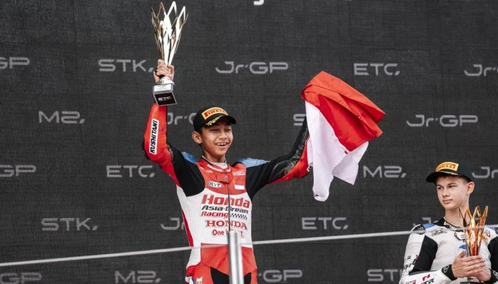 Muhammad Kiandra Ramadhipa Raih Podium Perdana di Moto3 Junior World Championship