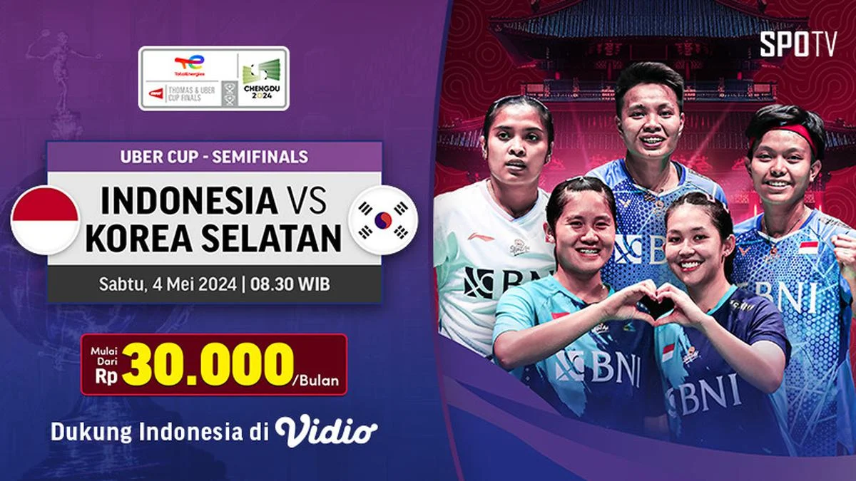 Semifinal Uber Cup 2026: Indonesia vs Korea Selatan Siap Guncang Vidio dengan Duel Sengit