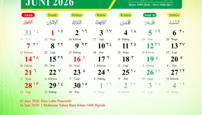 1 Juni 2026 Bukan Tanggal Merah, Tahun Baru Islam Jatuh pada 16 Juni 2026