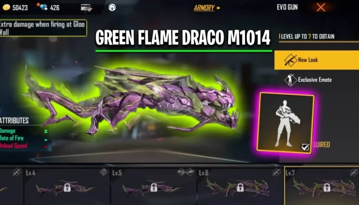 Kode Redeem FF Terbaru: Amankan M1014 Green Flame Draco dan Skin Mobil Lamborghini