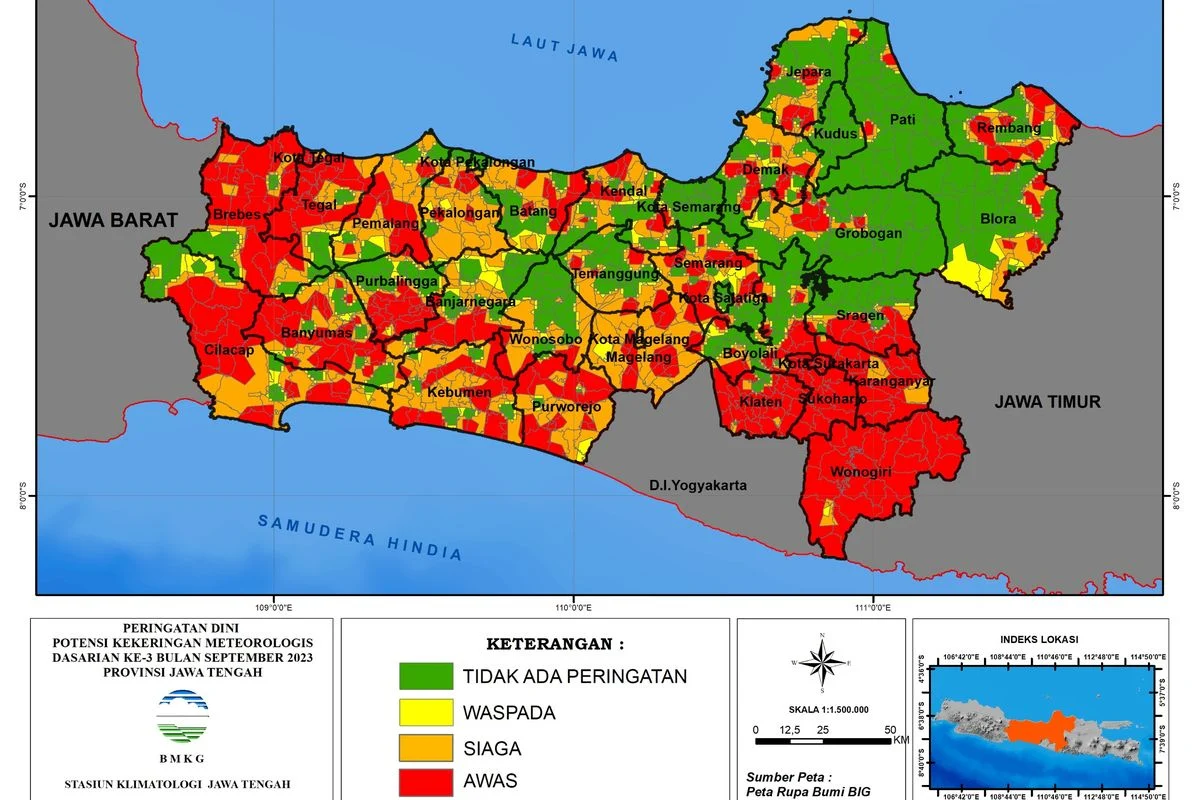 BMKG Keluarkan Peringatan Dini Kekeringan Juli 2026, Ini Daftar Wilayah Berstatus Siaga dan Waspada