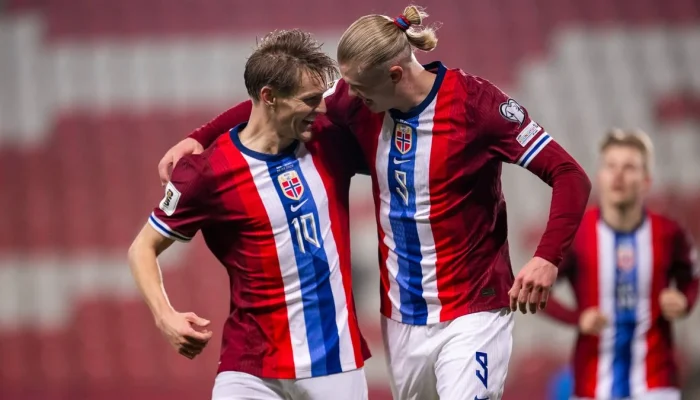 Erling Haaland Pemain Norway Pencetak Gol Pada Pertandingan Brazil