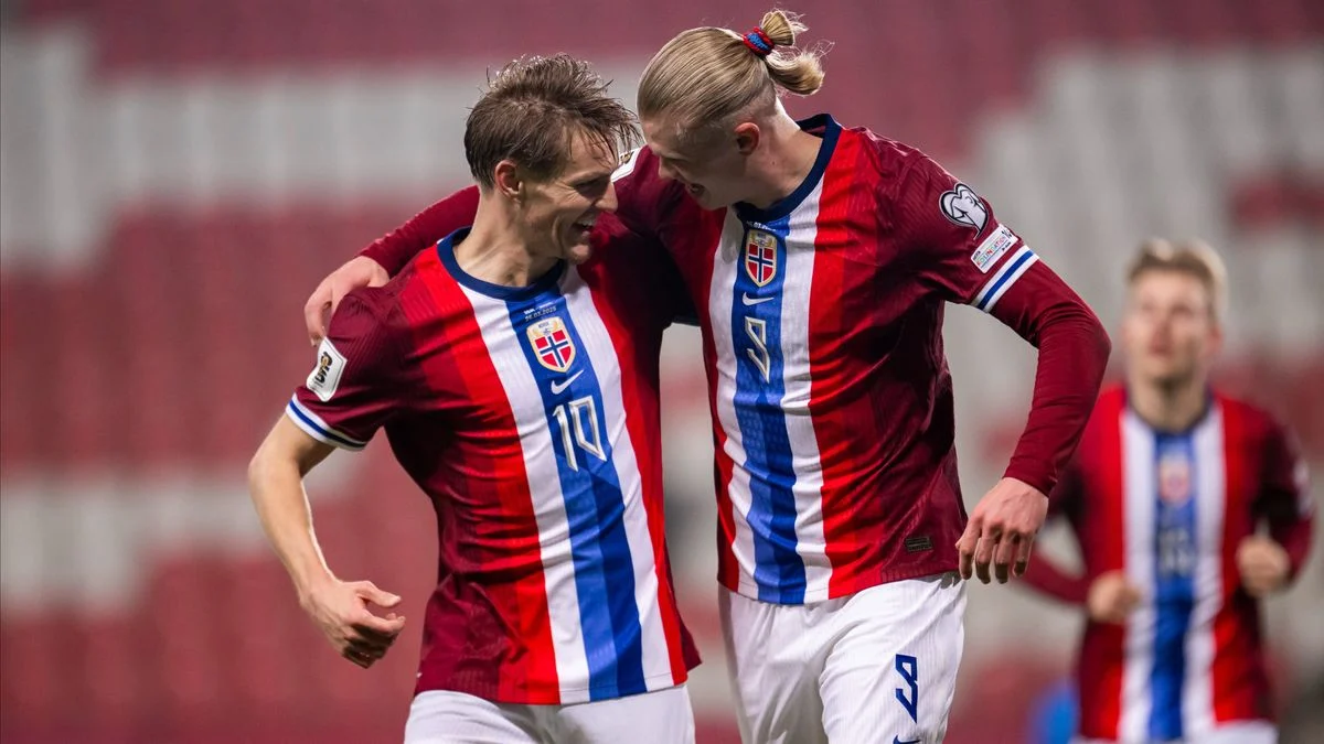Erling Haaland Pemain Norway Pencetak Gol Pada Pertandingan Brazil
