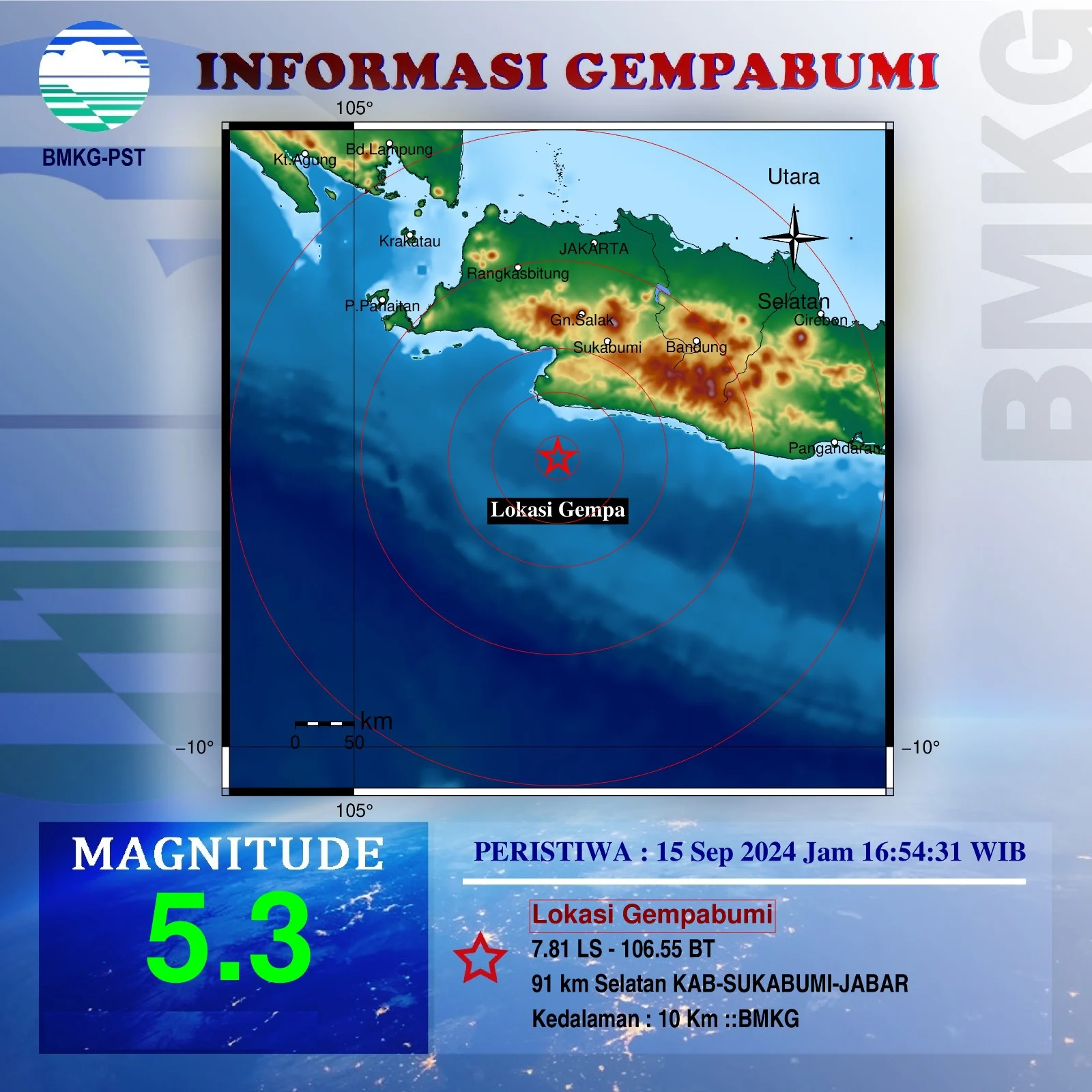 Gempa Bumi Magnitudo 5,0 Guncang Sukabumi, Getaran Terasa hingga Bandung