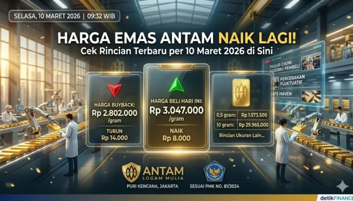 Harga Emas Antam Hari Ini Naik Rp3.000, Cek Rincian Harga Emas Antam Terbaru
