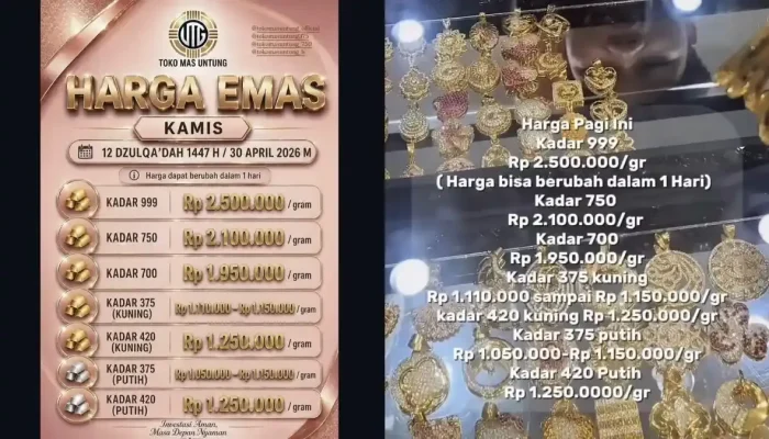 Harga Emas Perhiasan Mengalami Perubahan, Simak Informasi Terbaru
