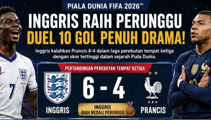 Inggris Raih Medali Perunggu Piala Dunia 2026 Setelah Mengalahkan Perancis 6-4