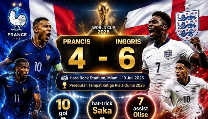 Inggris Raih Peringkat Ketiga Piala Dunia 2026 Setelah Mengalahkan Prancis