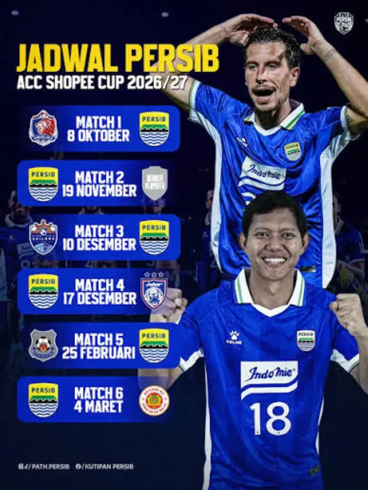 Jadwal Persib Bandung di Piala Presiden 2026 dan League Cup 2026-2027