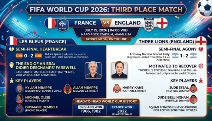 Perebutan Tempat Ketiga Piala Dunia 2026: Prancis vs Inggris, Siapa yang Akan Menang?