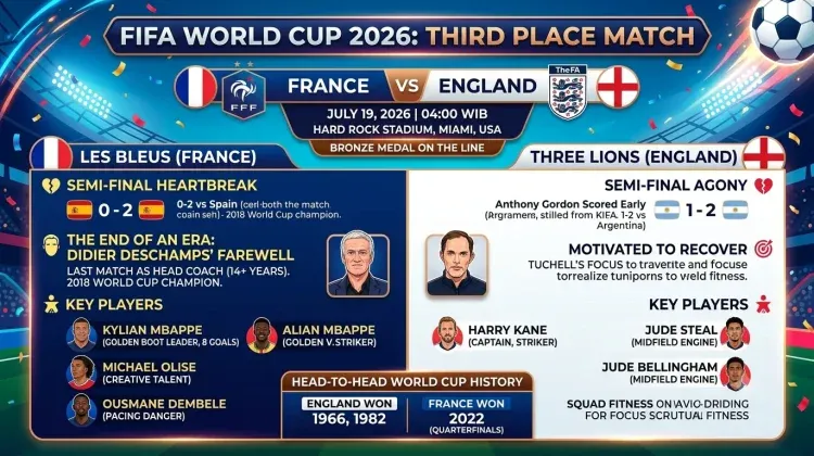 Perebutan Tempat Ketiga Piala Dunia 2026: Prancis vs Inggris, Siapa yang Akan Menang?