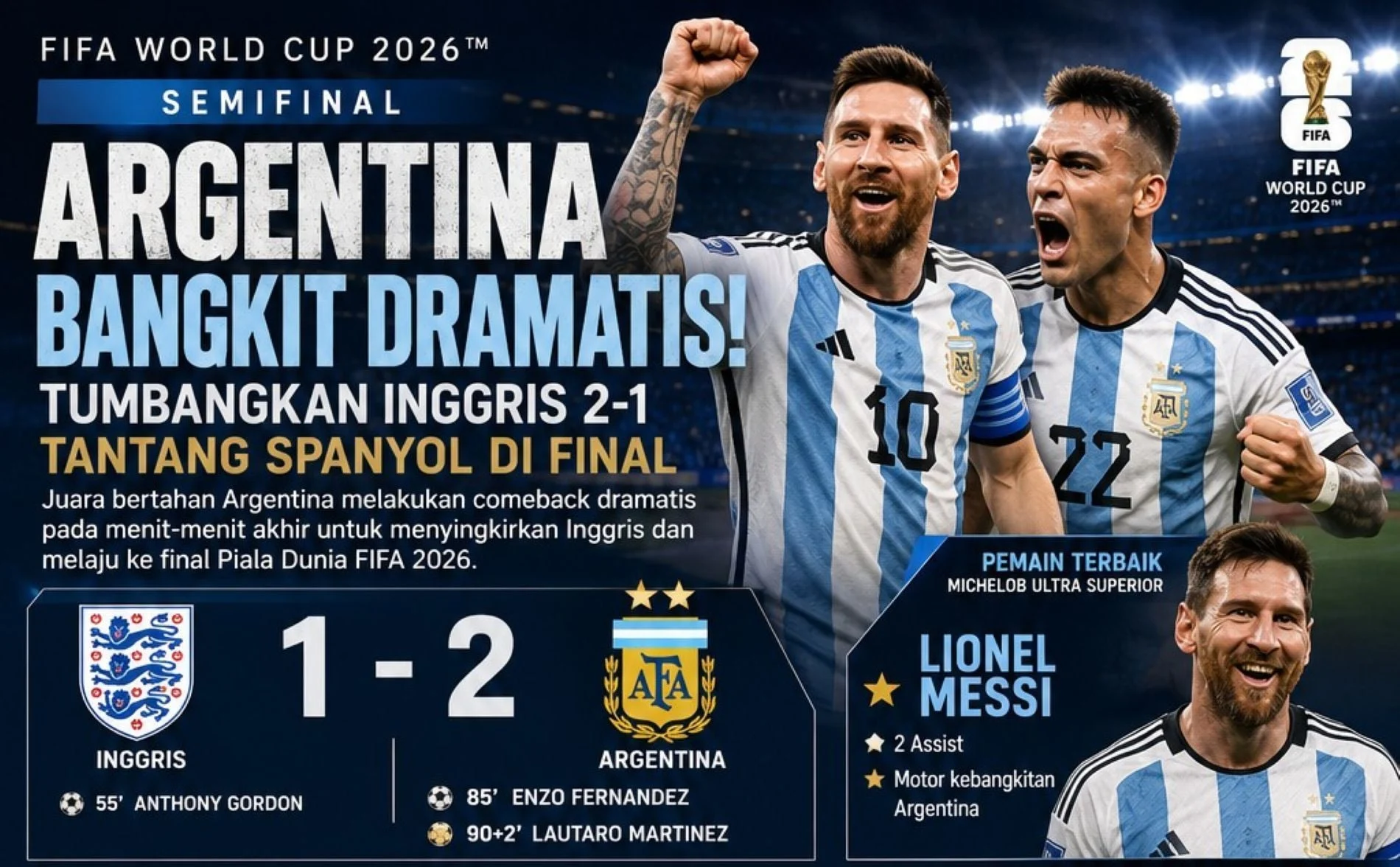 Piala Dunia 2026: Spanyol dan Argentina Siap Bertemu di Final
