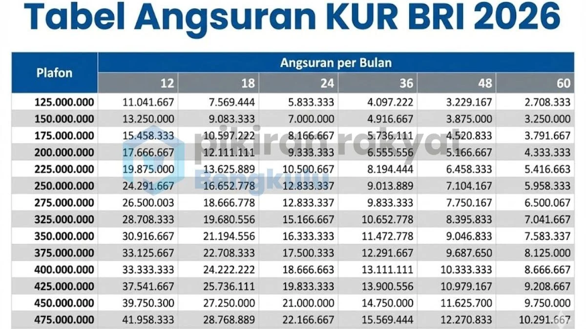 Tabel Pinjaman KUR BRI 2026: Simulasi Angsuran dan Syarat Pengajuan