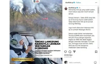 Helikopter Dikerahkan untuk Pemadaman Kebakaran Hutan di Gunung Bromo dan Pencarian Korban Kebakaran Kapal
