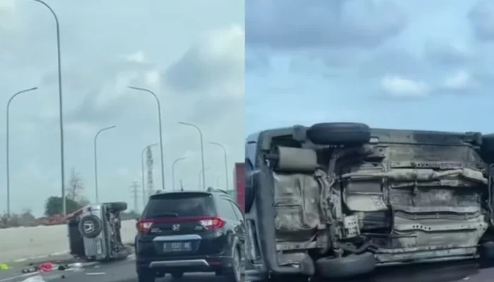 Kecelakaan di Tol Jagorawi: Mobil Listrik BYD dan Toyota Raize Terguling